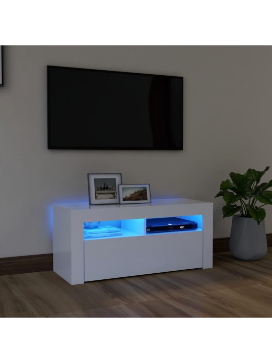 TV skříňka s LED osvětlením bílá 90 x 35 x 40 cm