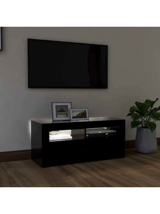TV skříňka s LED osvětlením černá 90 x 35 x 40 cm