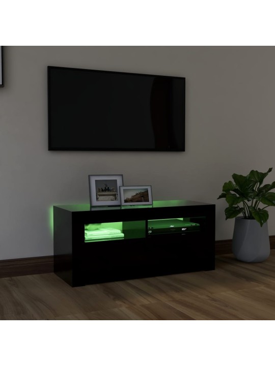 TV skříňka s LED osvětlením černá 90 x 35 x 40 cm