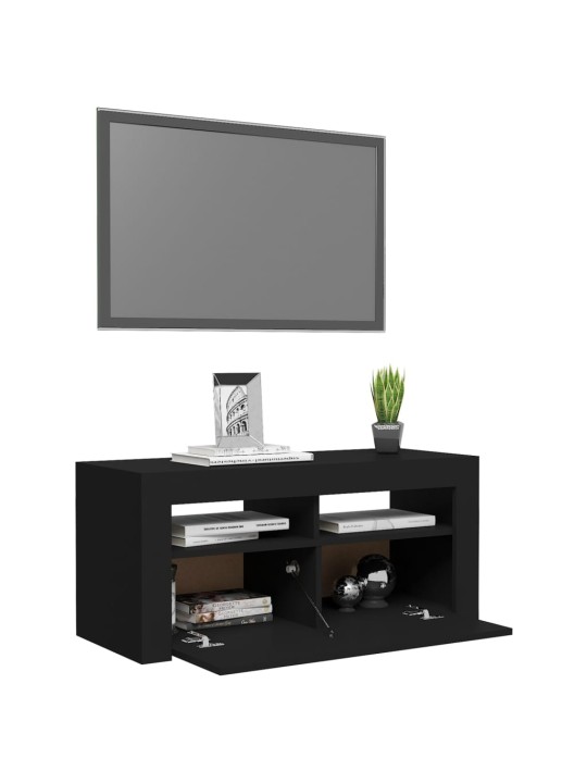 TV skříňka s LED osvětlením černá 90 x 35 x 40 cm