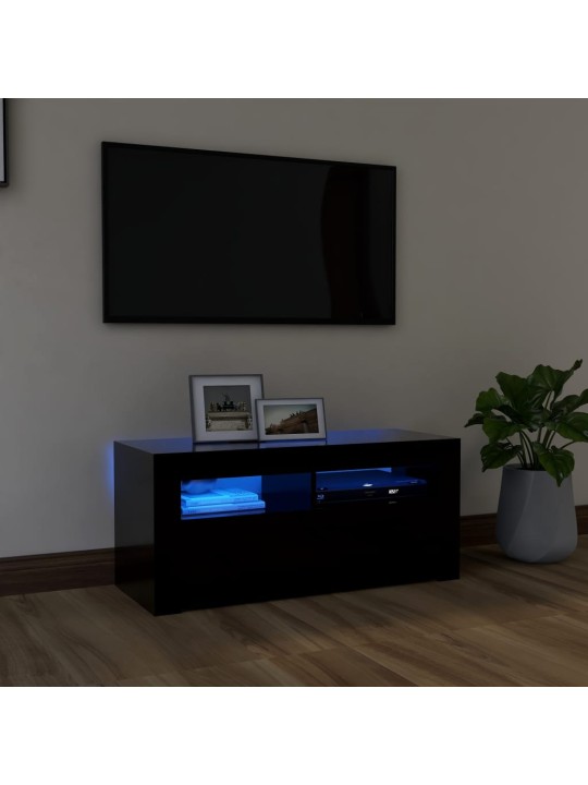 TV skříňka s LED osvětlením černá 90 x 35 x 40 cm