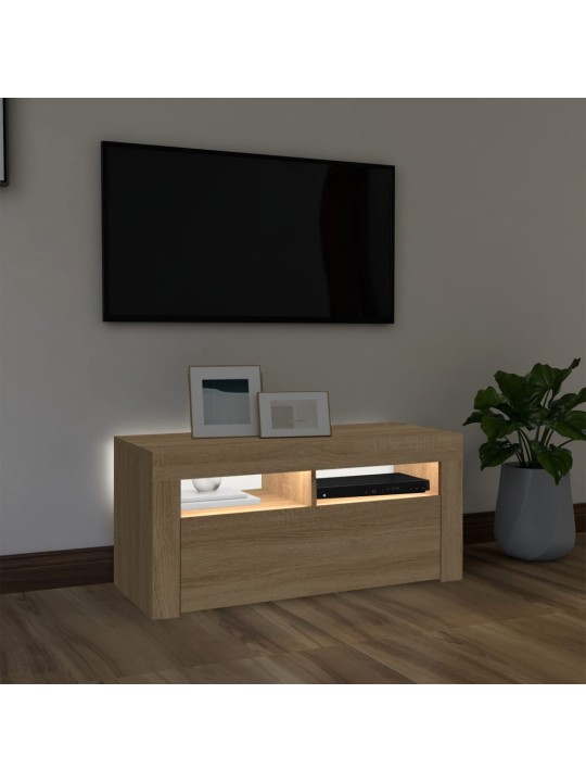 TV skříňka s LED osvětlením dub sonoma 90 x 35 x 40 cm