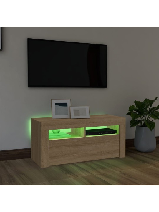 TV skříňka s LED osvětlením dub sonoma 90 x 35 x 40 cm