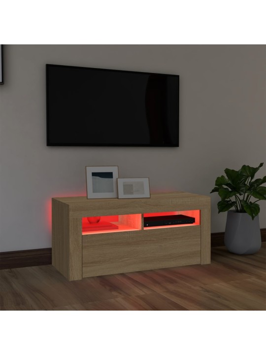 TV skříňka s LED osvětlením dub sonoma 90 x 35 x 40 cm