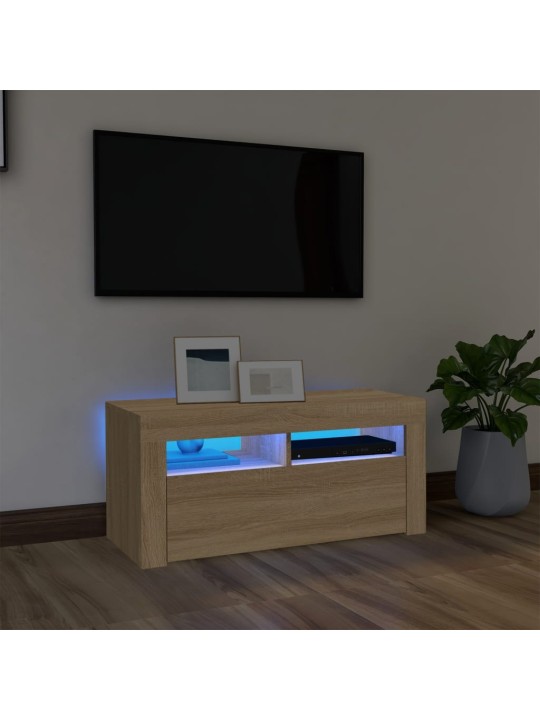 TV skříňka s LED osvětlením dub sonoma 90 x 35 x 40 cm