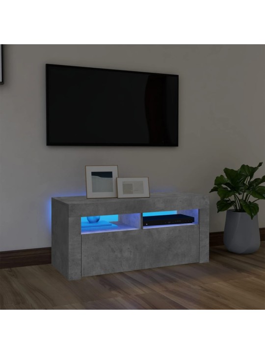 TV skříňka s LED osvětlením betonově šedá 90 x 35 x 40 cm