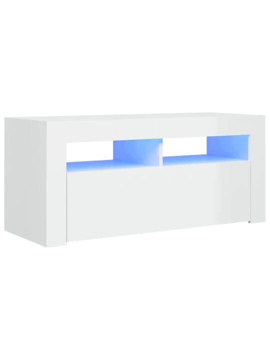 TV skříňka s LED osvětlením bílá s vysokým leskem 90x35x40 cm