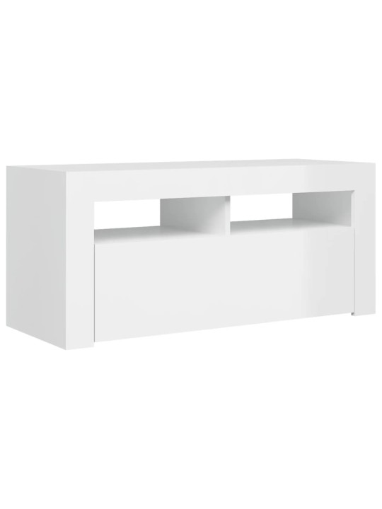TV skříňka s LED osvětlením bílá s vysokým leskem 90x35x40 cm