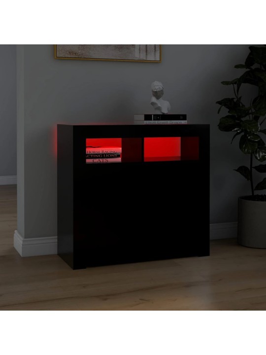 Příborník s LED osvětlením černý 80 x 35 x 75 cm