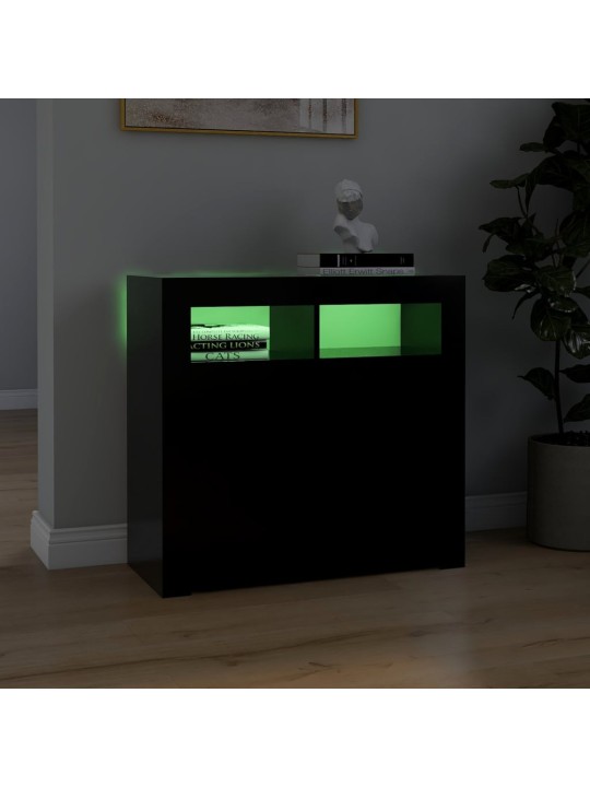 Příborník s LED osvětlením černý 80 x 35 x 75 cm