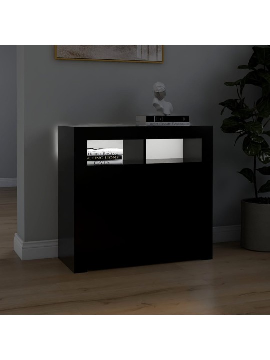 Příborník s LED osvětlením černý 80 x 35 x 75 cm