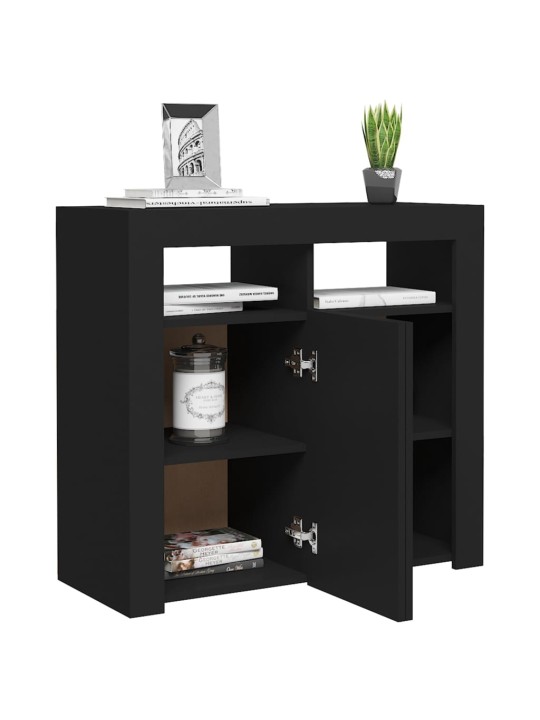 Příborník s LED osvětlením černý 80 x 35 x 75 cm