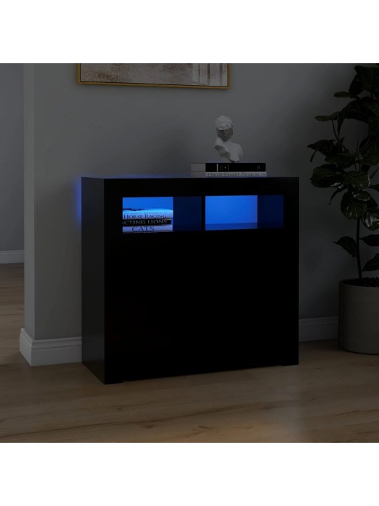 Příborník s LED osvětlením černý 80 x 35 x 75 cm