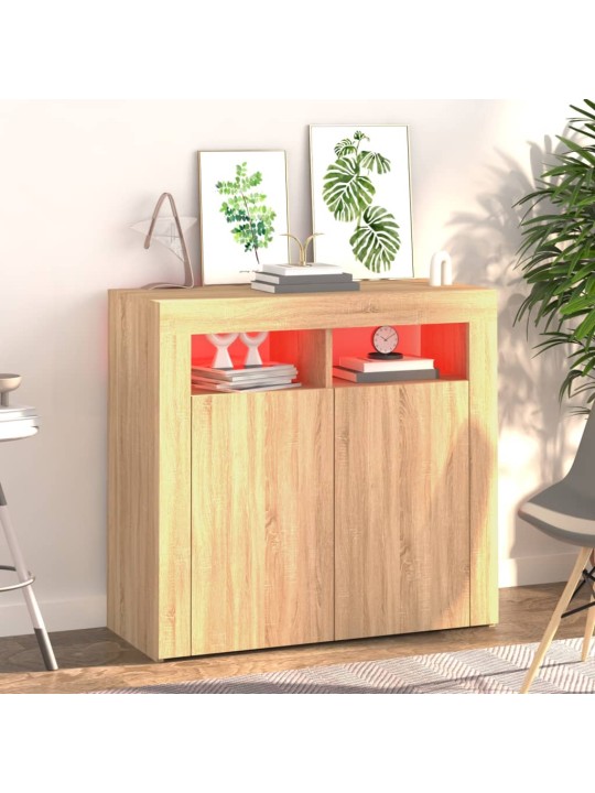 Příborník s LED osvětlením dub sonoma 80 x 35 x 75 cm