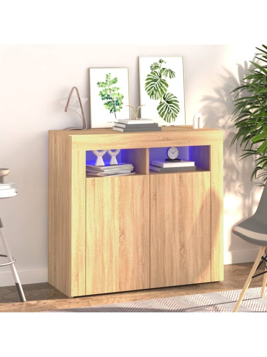 Příborník s LED osvětlením dub sonoma 80 x 35 x 75 cm