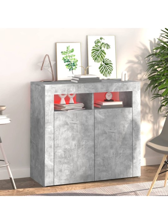 Příborník s LED osvětlením betonově šedý 80 x 35 x 75 cm