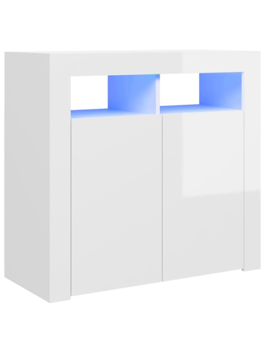 Příborník s LED osvětlením bílý s vysokým leskem 80x35x75 cm