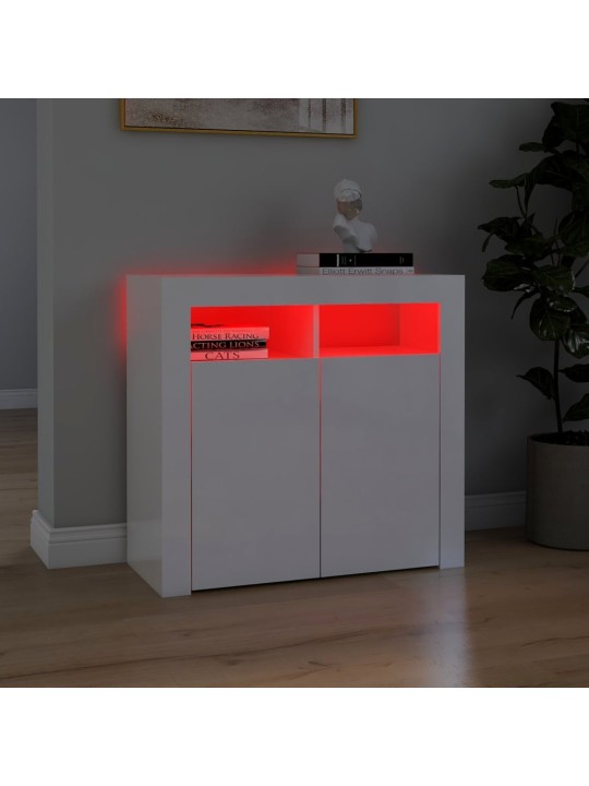 Příborník s LED osvětlením bílý s vysokým leskem 80x35x75 cm