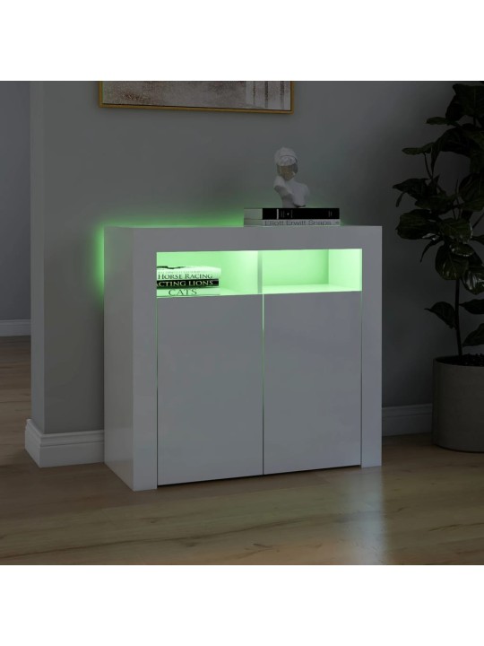 Příborník s LED osvětlením bílý s vysokým leskem 80x35x75 cm