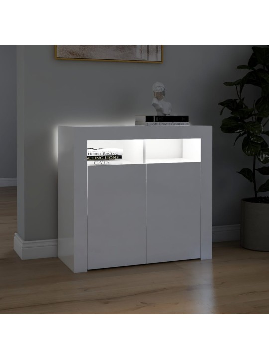 Příborník s LED osvětlením bílý s vysokým leskem 80x35x75 cm