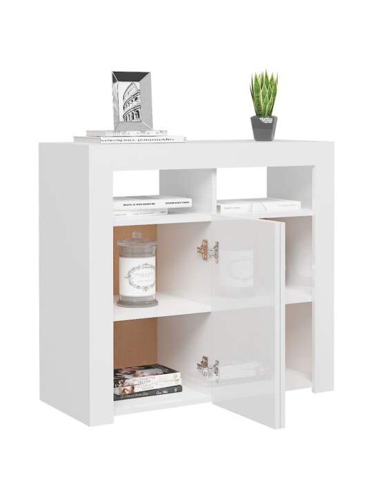 Příborník s LED osvětlením bílý s vysokým leskem 80x35x75 cm