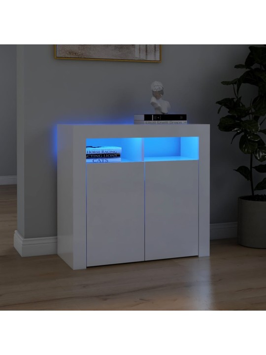 Příborník s LED osvětlením bílý s vysokým leskem 80x35x75 cm