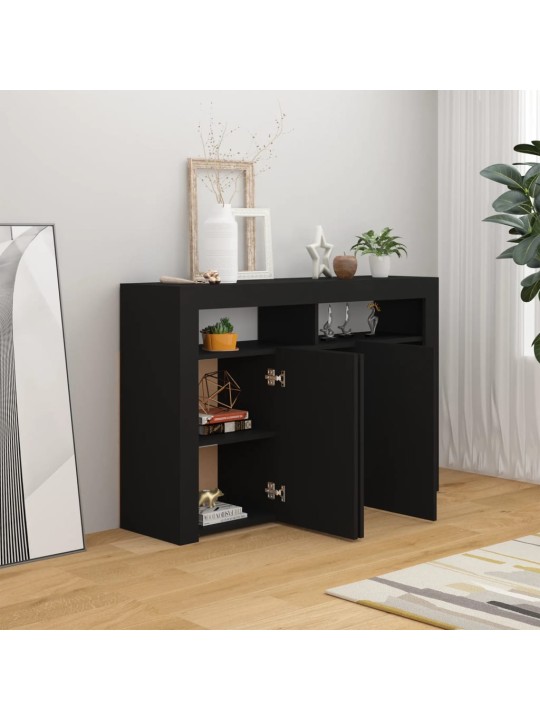 Příborník s LED osvětlením černý 115,5 x 30 x 75 cm