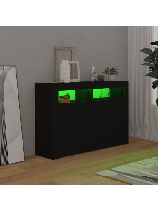 Příborník s LED osvětlením černý 115,5 x 30 x 75 cm