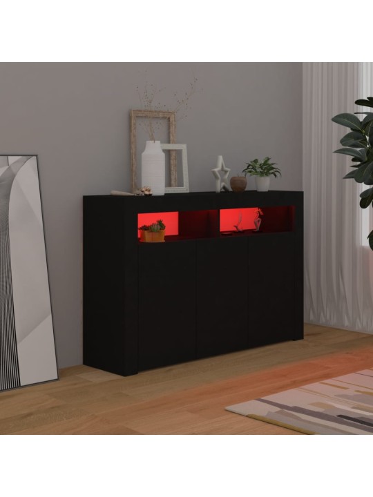 Příborník s LED osvětlením černý 115,5 x 30 x 75 cm