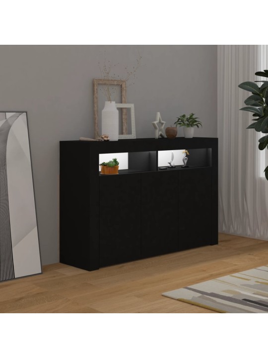 Příborník s LED osvětlením černý 115,5 x 30 x 75 cm