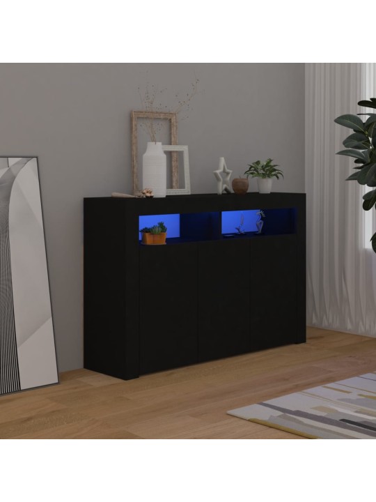 Příborník s LED osvětlením černý 115,5 x 30 x 75 cm