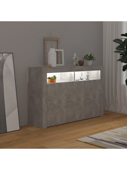 Příborník s LED osvětlením betonově šedý 115,5 x 30 x 75 cm