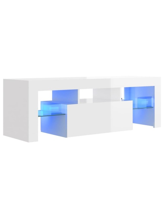 TV skříňka s LED osvětlením bílá s vysokým leskem 120x35x40 cm