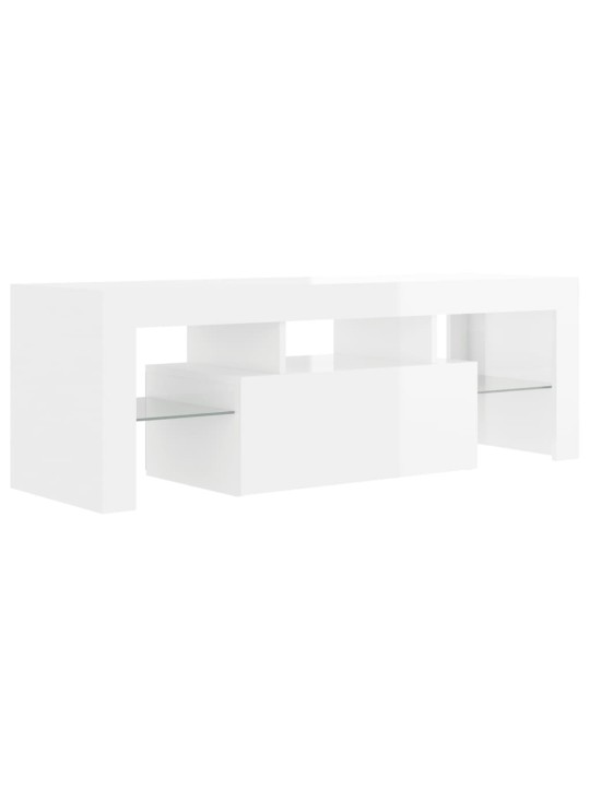 TV skříňka s LED osvětlením bílá s vysokým leskem 120x35x40 cm