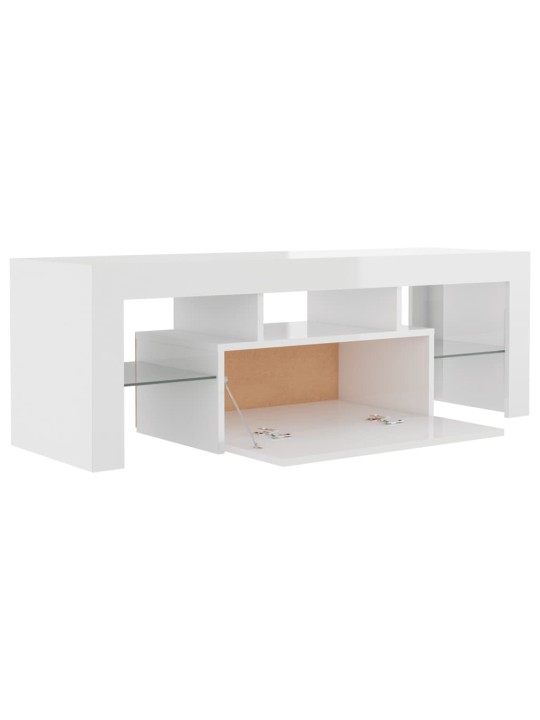 TV skříňka s LED osvětlením bílá s vysokým leskem 120x35x40 cm