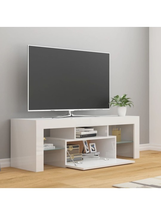 TV skříňka s LED osvětlením bílá s vysokým leskem 120x35x40 cm