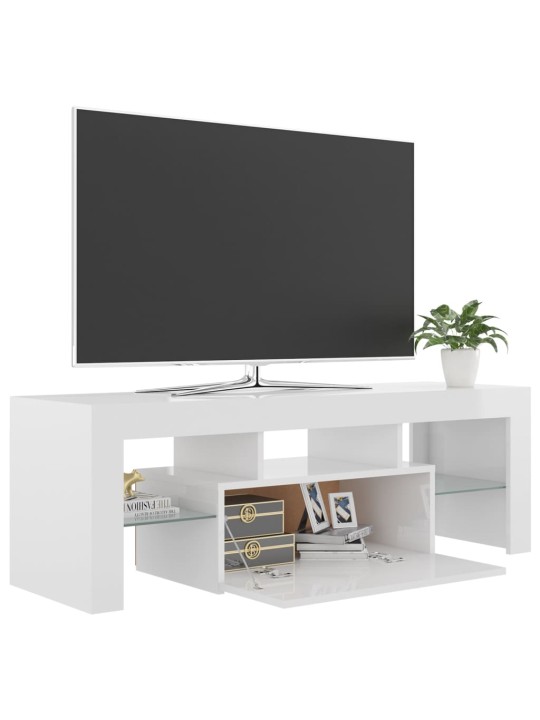 TV skříňka s LED osvětlením bílá s vysokým leskem 120x35x40 cm