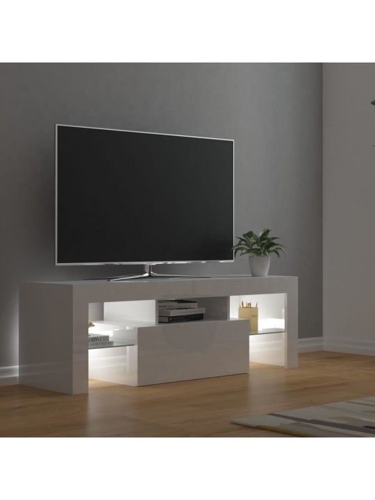 TV skříňka s LED osvětlením bílá s vysokým leskem 120x35x40 cm