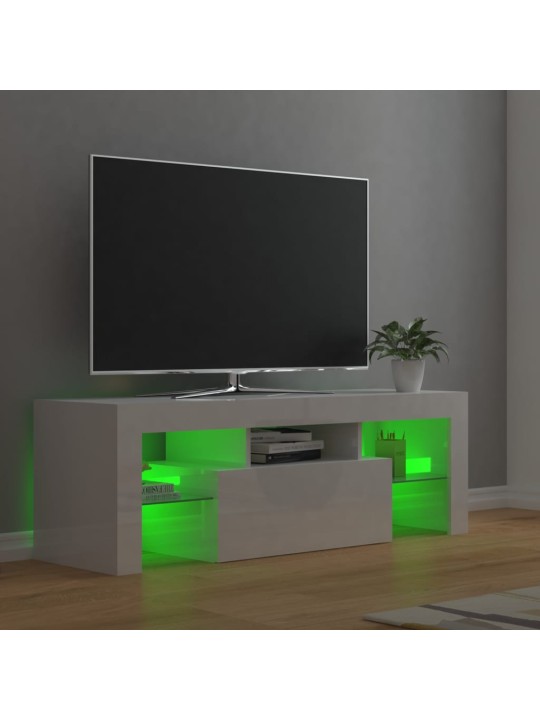 TV skříňka s LED osvětlením bílá s vysokým leskem 120x35x40 cm