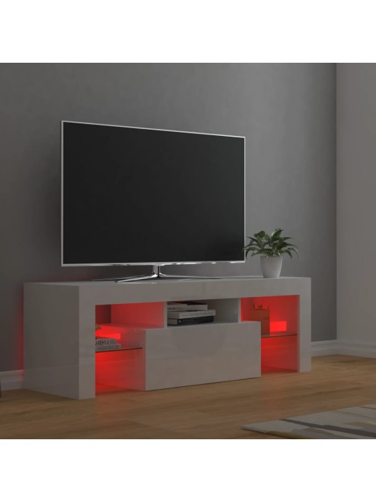 TV skříňka s LED osvětlením bílá s vysokým leskem 120x35x40 cm