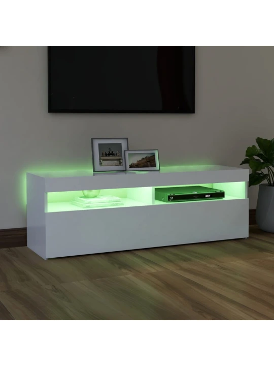 TV skříňka s LED osvětlením bílá 120 x 35 x 40 cm