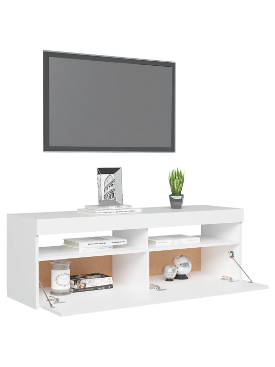 TV skříňka s LED osvětlením bílá 120 x 35 x 40 cm