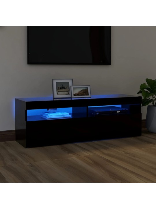 TV skříňka s LED osvětlením černá 120 x 35 x 40 cm