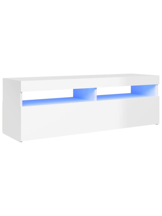TV skříňka s LED osvětlením bílá s vysokým leskem 120x35x40 cm