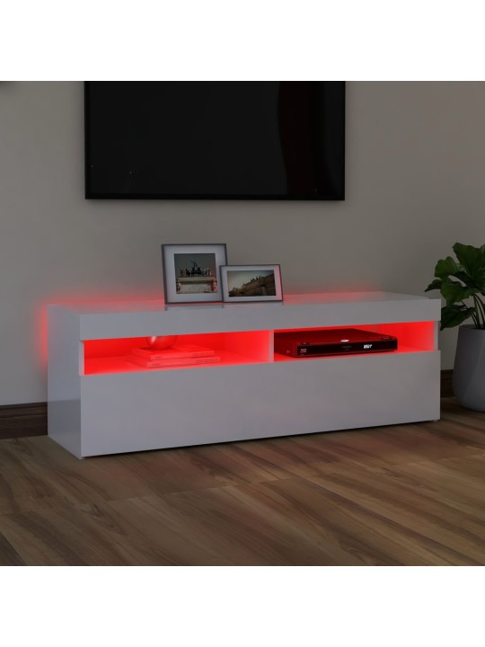 TV skříňka s LED osvětlením bílá s vysokým leskem 120x35x40 cm
