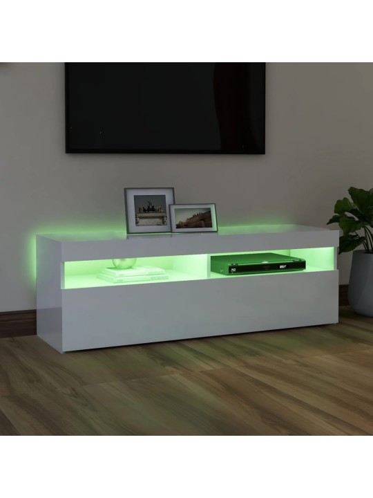 TV skříňka s LED osvětlením bílá s vysokým leskem 120x35x40 cm