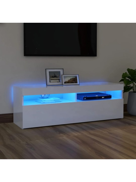 TV skříňka s LED osvětlením bílá s vysokým leskem 120x35x40 cm