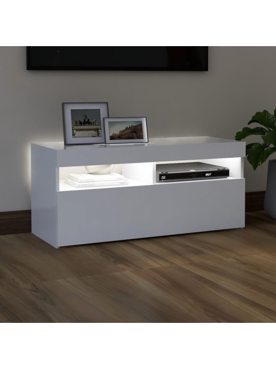 TV skříňka s LED osvětlením bílá 90 x 35 x 40 cm