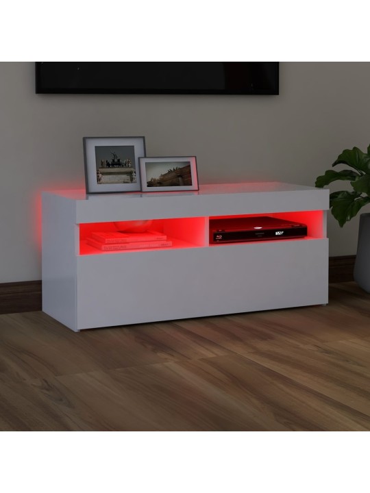 TV skříňka s LED osvětlením bílá 90 x 35 x 40 cm