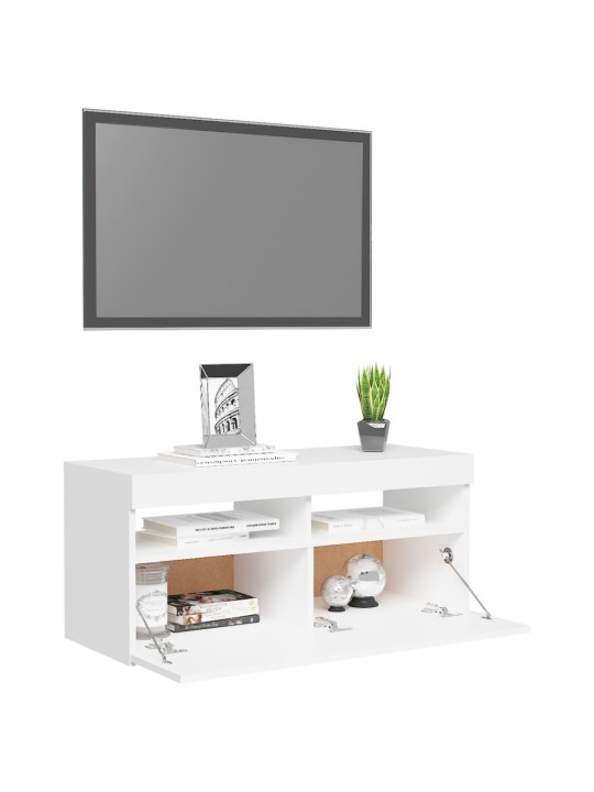 TV skříňka s LED osvětlením bílá 90 x 35 x 40 cm